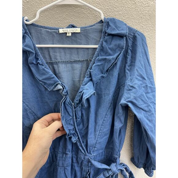 Speed Control New York Womens Dress Size Large Chambray Faux Wrap Ruffled - Picture 4 of 13